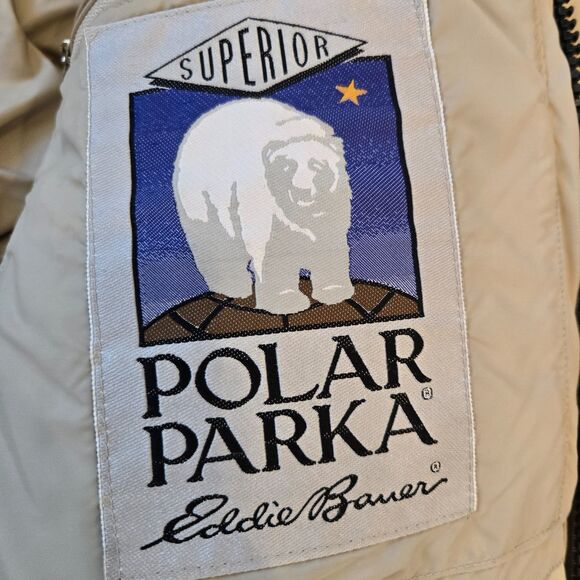Vtg Eddie Bauer Polar Superior Parka Jacket Men L Tan Goose Down coyote Fur Hood - Picture 12 of 16